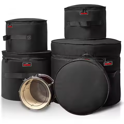 5-Piece Drum Case Set - Padded Drum Bags for 22 Kick 12/13/16 Toms 14 Snare Lightweight Protective C