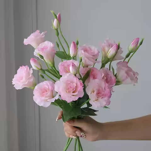 3Pcs Artificial Lisianthus Flowers Elegant Pink Lifelike Fake Eustoma Silk Flowers Wedding Floral De
