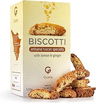 Gusta Authentic Soft Biscotti Cookies Made in Tuscany, Italy - Ginger and Lemon - Original Two Bites Size - All Natural Ingredients - Fresh &amp; Genuine Italian Dessert Treats - 17.64oz