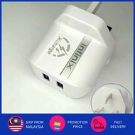 🔥 Ready Stock 🔥 FODA IFX-5 2.4A Uk Mains Wall 3 Pin Plug Adaptor Charger Power Usb Ports Charger Mob
