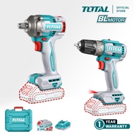 TOTAL Tools 2 Pcs Combo Kit (20V / Brushless / Impact Wrench + Drill) TCKLI20271