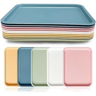Cieovo 10 Pack Fast Food Serving Tray Colorful Rectangular Cafeteria Tray For Restaurant Home School