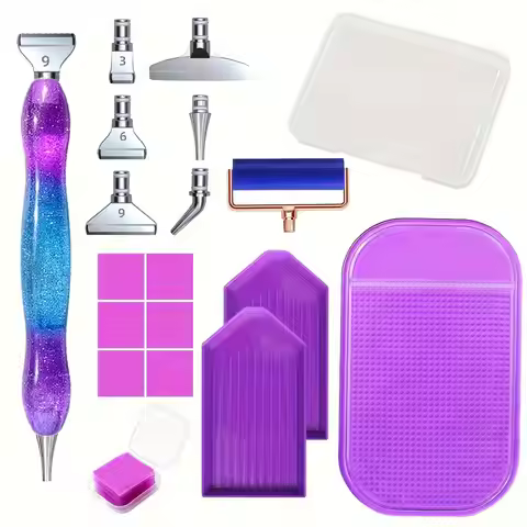 Silver Metal Pen Tip Diamond Painting Pen Set, 6 Stainless Steel Pen Tips, 6 Clay Pads, 1 Non-Slip M