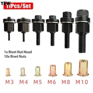 YEW 11Pcs/Set Hand Rivet Nut, Mandrel Staple Easy Installation Manual Riveter Tool, Durable For Rive
