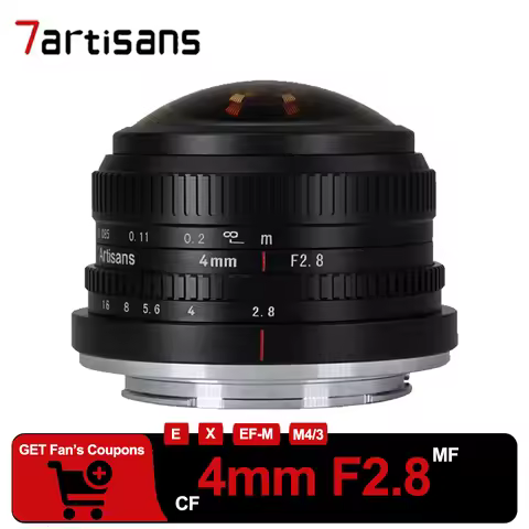 7artisans 4mm F2.8 APS-C Manual Focus Fisheye Lens Wide Angle Large Prime Lens for Sony A7III Fuji X