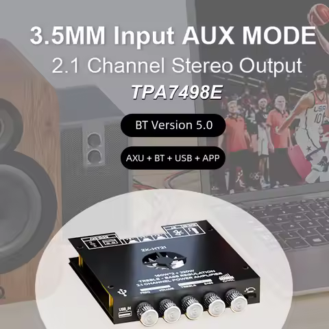 ZK-HT21 3G Bluetooth 5.0 Amplifier Module 2.1 Channel TDA7498E 160Wx2+220W Subwoofer Support AUX USB