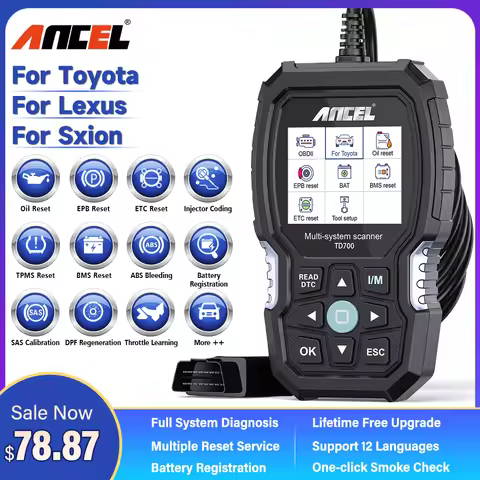 ANCEL TD700 OBD2 Scanner for Toyota/Lexus/Scion All System Transmission TPMS Relearn ABS Engine Car 
