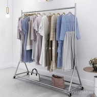 Longmen Double-Layer Stainless Steel Clothing Shelf Display Rack with Wheels Hanger Brushed Display 