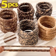 5pcs Cetakan Harimau Harimau Ikatan Rambut Anjal Tinggi Ikatan Scrunchie Wanita Perempuan Keanjalan 