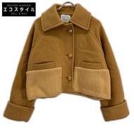 Patou 24A-C0023-0183 駝色羊毛金色扣款短版大衣 34碼 [二手]