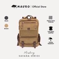 MAURO Mustang Vintage Canvas Leather Backpack 26L Travel Bag Baju Beg Retro Canvas Backpack Kerja Be