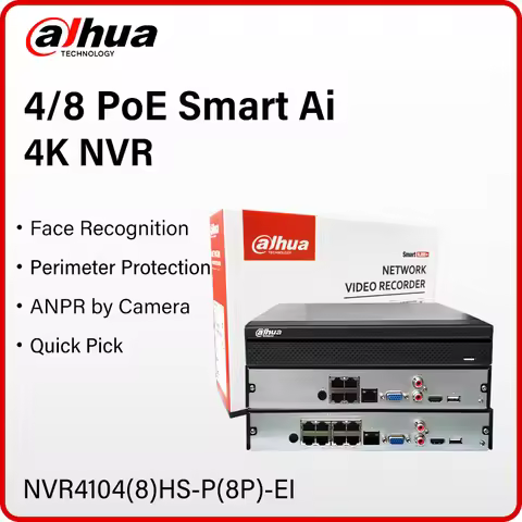 Dahua WizSense 4/8CH NVR 4PoE NVR4104HS-P-EI 8PoE NVR4108HS-8P-EI Supports Face Recognition Perimete