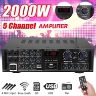 Sunbuck 2000W Power Amplifier Home Bluetooth 5 Channel Stereo Digital Amplifier Karaoke Professional AV Amp Subwoofer