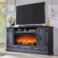 Fireplace Tv Stand For 80 Inch Tv, 35.7 Tall Farmhouse Entertainment Center W/36'' Electric Fireplac
