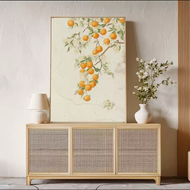 perilla-Chinese style persimmon tree plant pictures everything goes smoothly meaning Canvas printing