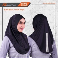 RAQTIVE sport hijab BLACK EDITION SIZE L dan XL tudung sukan original dry fit material micro fiber