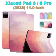 For Xiaomi Pad 6 (2023) 11.0" Mi Pad6 Pro Fashion Tablet Protective Case High Quality Watercolor Art Painting Flip Leather Stand Cover