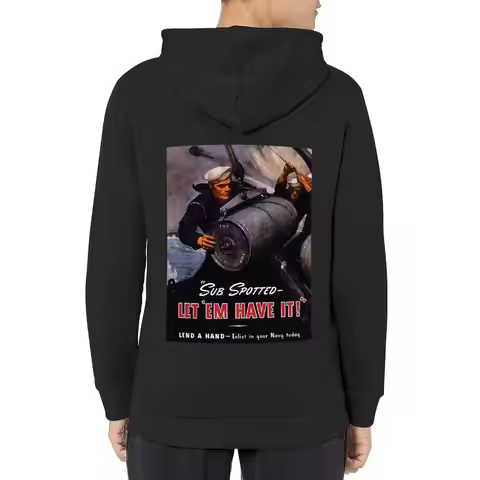 Sub Spotted - Let'em have it! WW2 poster Hoodie anime clothes autumn anime clothing male clothes men
