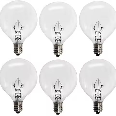 Wax Warmer Bulbs 25 Watt G50 120V for Full Size Scentsy Lamp G16.5 Globe E12 Incandescent Candelabra
