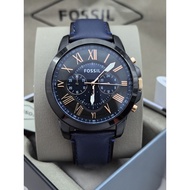 Fossil Watch Limited Special!Genuine Leather Strap Cool Black Dark Blue Three-Eye Chronograph Business Casual Quartz Movement Waterproof Men's Watch FS5061