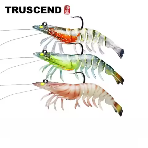 TRUSCEND Shrimp Luminous Soft Bait for Bass Fishing Mandarin Fish Grouper Biomimetic Shrimp Lure