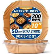 HONYAO Air Fryer Paper Liners 10 inch XXXL for 8-12 Qt Airfryer, 200pcs inch Square Thickened Dispos