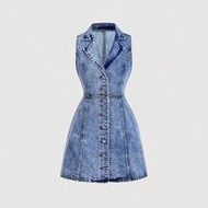 Women's Sleeveless Fitted Mini Denim Dress, Business Casual Woman, Dresses For Women Elegant, Easter