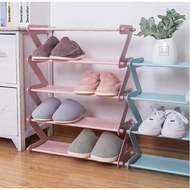 4-Tier Z-shaped Shoe Shelf with Plastic Frame, Decorative Bookshelf, Size: 49*44,5*19 cm