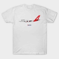 Illustration Of Qantas Airways Airbus A380 T-Shirt Xs-3Xl