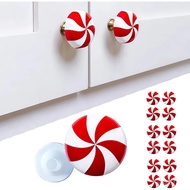 Penutup Tombol Peppermint Merah Klasik - Penutup Tombol Hiasan Krismas, Penutup Pemegang Kabinet Bol