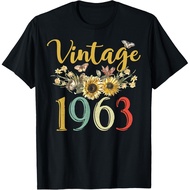 Men's cotton T-shirt Vintage 1963 Sunflower 62nd Birthday Awesome Since 1963 T-Shirt Fast Shipping 4