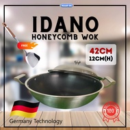 (Cheapet & Ready Stock) IDANO 316 PREMIUM STAINLESS STEEL 42cm Non-stick honeycomb wok 蜂锅不粘锅