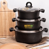 Bennix Terra Non-Stick Magnetic Stone Pot, stone-patterned induction cooker set, gas stove, Genuine 