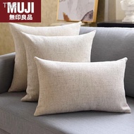 Ready Stock = MUJI MUJI Linen Pillow Cushion Cover Living Room Sofa Bedside Pillow Office Backrest Car Lumbar Cushion