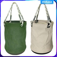 [Etekaxa] Canvas Bucket with PP Base Canvas Bucket Bag Foldable Multipurpose Pro