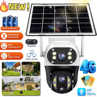 1 Pc Solar-Powered 4G SIM Card IP Camera - 12MP Ultra HD Dual Lens Triple Screen, 350°PTZ Rotation, 