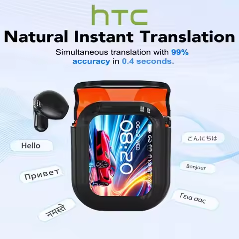 Translator HTC NE20 New Bluetooth 6.0 Wireless Headphones Translation Earphones IPX4 Waterproof Rati