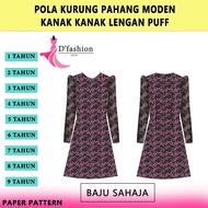 POLA BAJU KURUNG PAHANG LENGAN PUFF KANAK KANAK