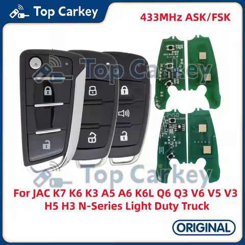 TopCarkey Original Flip Key Fob Without Chip 433MHz for JAC K7 K6 K3 A5 A6 K6L Q6 Q3 V6 V5 V3 H5 H3 