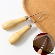 2PCS Leather Punching Awl Sewing Stitching Tool Wooden Handle Awl Needlework Shoes Bag Repair Tool