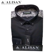 alisan slimfit lengan panjang/ kemeja alisan  / kemeja alisan motif - hitam batik 16 (xl)