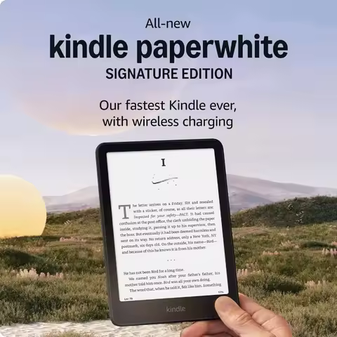Kindle Paperwhite Bundle: 32GB Signature Edition, Premium Leather Cover, and Wireless Charging Dock