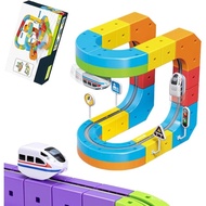Set Kereta Api Elektrik Trek Lumba Fleksibel untuk Kanak-kanak, klick Magic Rail Cube Kereta Api Mag