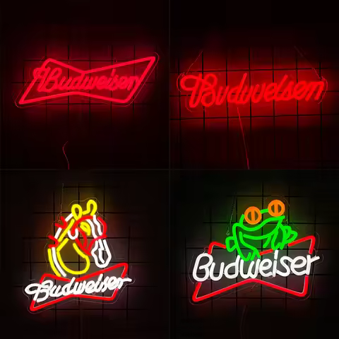 Budweiser Beer Led Neon Sign, Letter Icon Business Logo, Used For Store Doors And Windows, Restauran