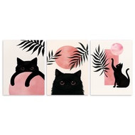 Bohemian Black Cat Theme Canvas Wall Art Print Posters 30x40cm Painting Pictures Wall Bedroom Home D