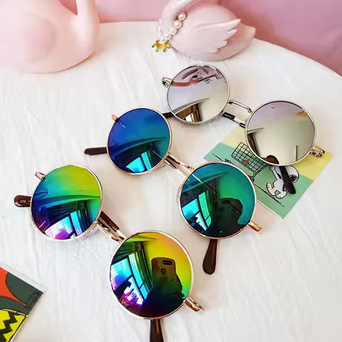 Retro Cute Round Frame Sunglasses Boy Girls Classic Metallic Dazzle Sunglasses Child Outdoor Fashion