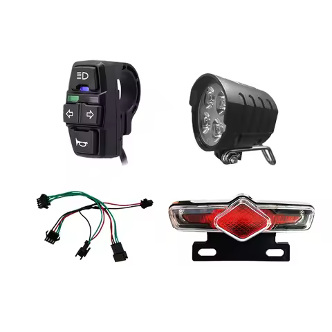 E-Bike headlight taillight horn switch set for 36V 48V 52V 60V, QD168 headlight + C-50C taillight +