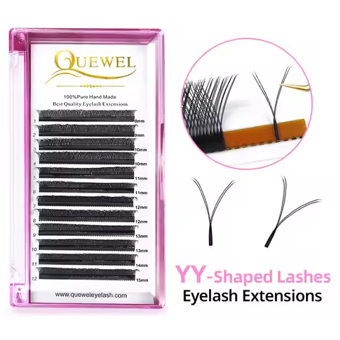 Quewel YY Shaped 2D Lashes Extension 0.05/0.07 Faux Mink B/C/D/CC/DD 8-15mm Natural Soft Eyelash Pre