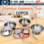 【Grosir Murah】10 Buah/Set Mainan Masak Mainan Anak Dapur Set Stainless Steel Mainan Anak Masak Masak
