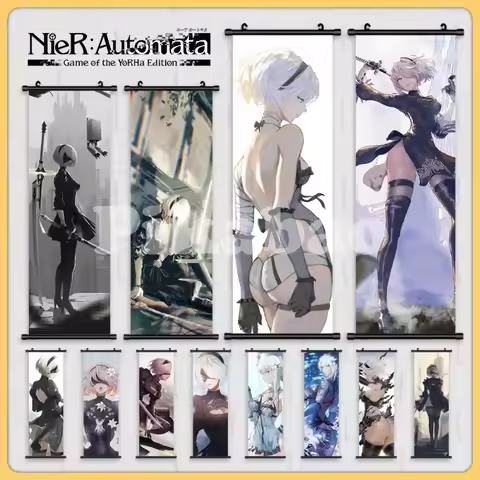 1pc Japanese Anime Style Plastic Hanging Painting NieR:Automata Cartoon Scroll Picture Canvas Poster